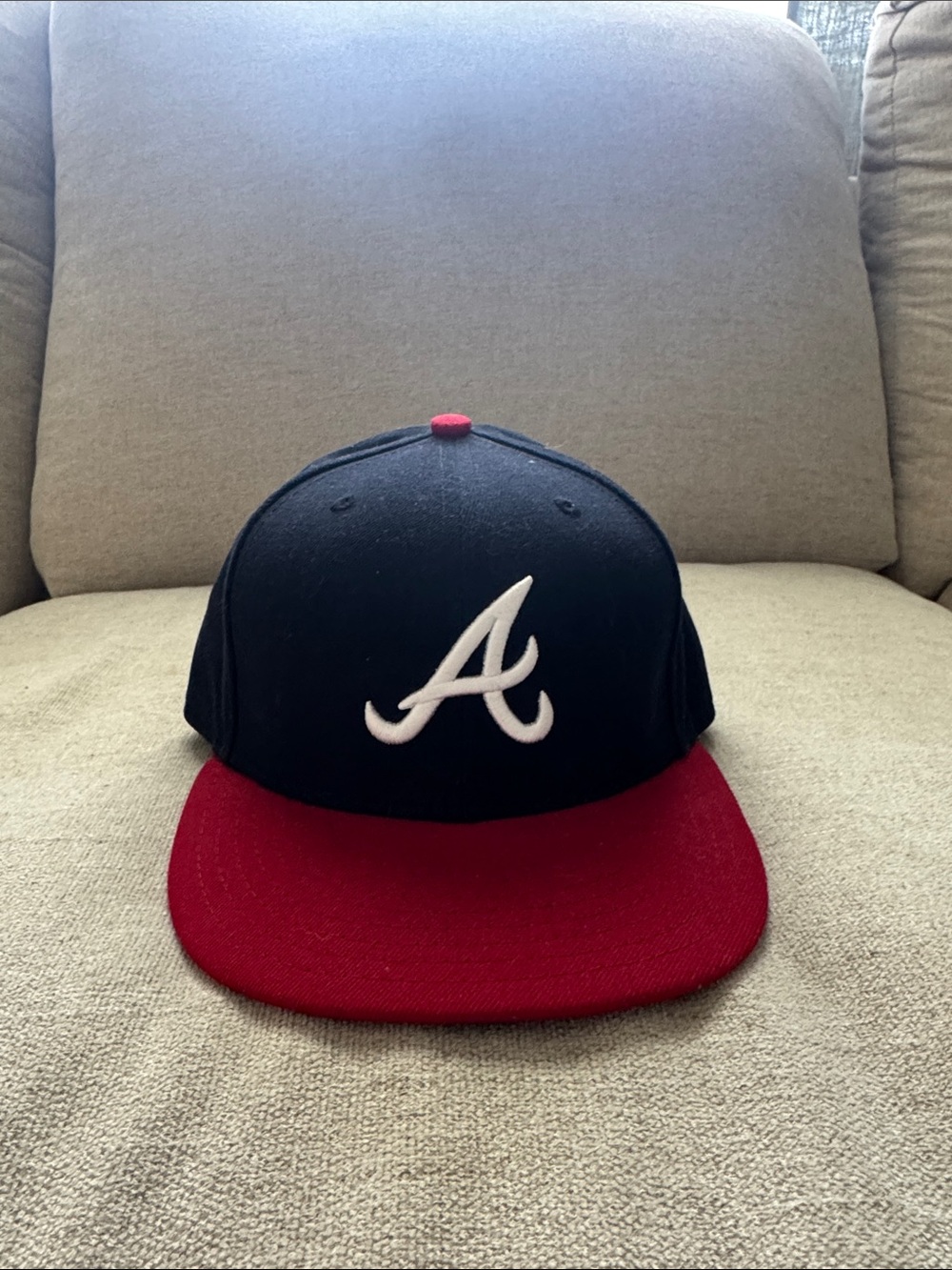 Atlanta Braves Navy and Red Baseball Cap with White 'A' Logo 7 1/4